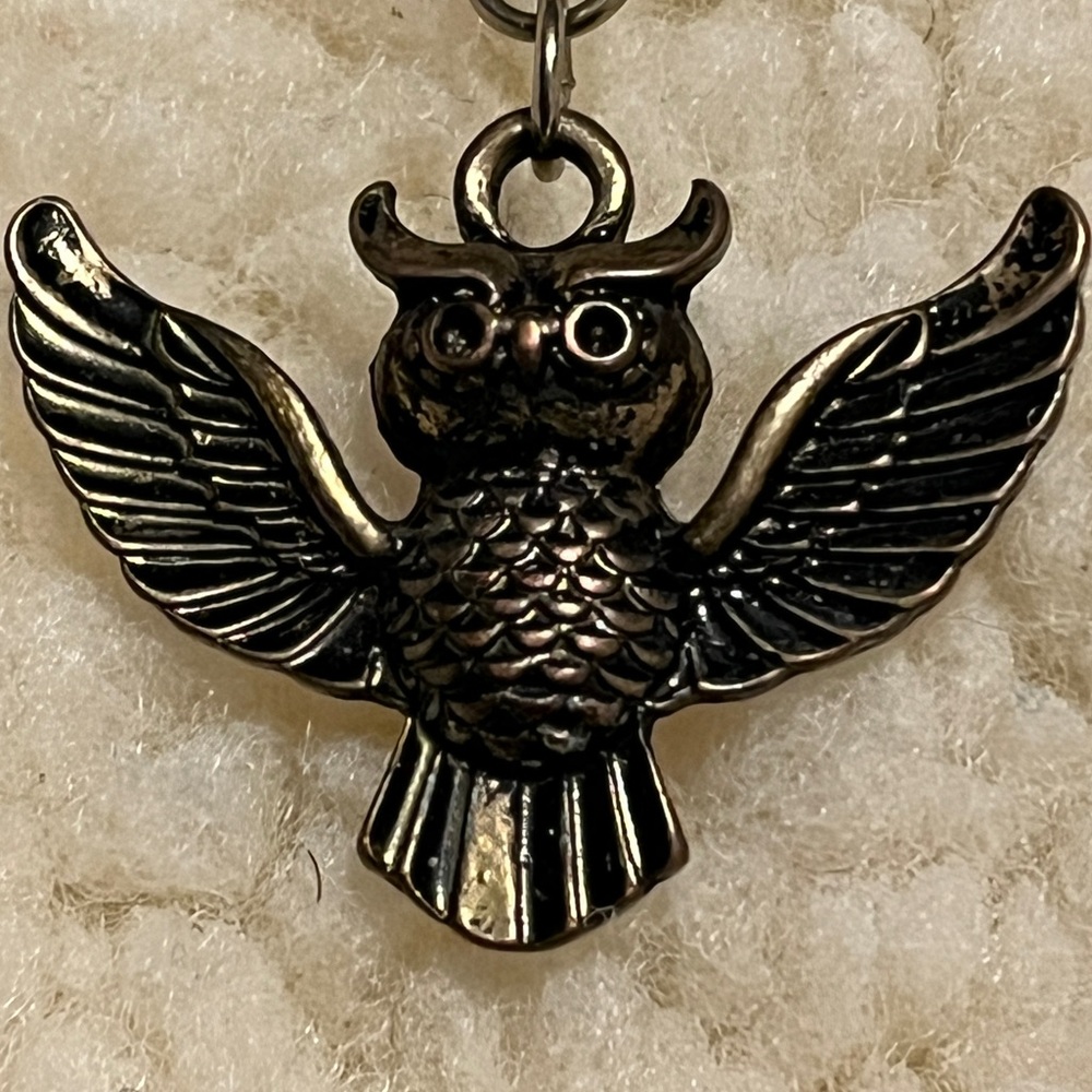Owl Pendant Charm in Shiny Gunmetal 24”